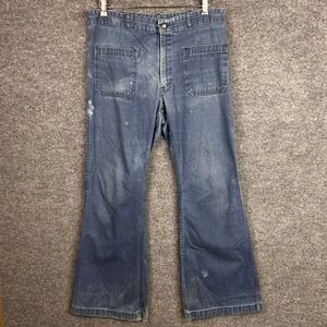 Vintage Seafarer men Denim Jeans Flare Leg Utility Pockets 34